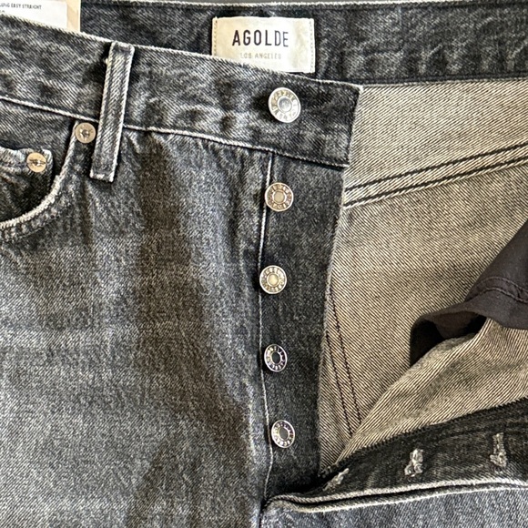 Agolde Women's Fran Charcoal Straight Leg Jeans - Picture 6 of 9